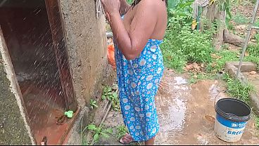 Hottest desi step sis bathing outside